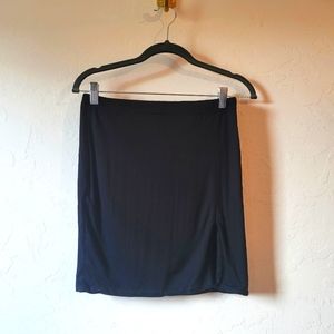 Black slit mini skirt